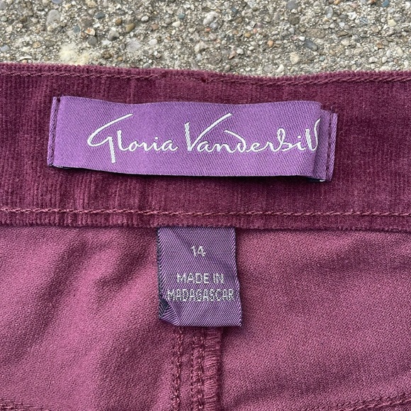 Gloria Vanderbilt Amanda Purple Corduroy Pants Plum 14 Short NWT - Picture 3 of 7